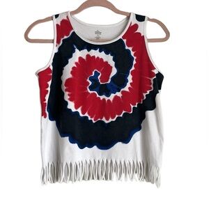 AMERICA USA RED WHITE AND BLUE TIE DYE FRINGE EXTRA LARGE MEMORIAL DAY 4TH JULY